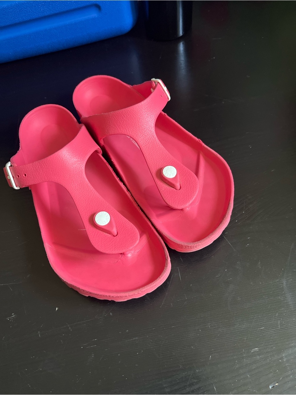Birkenstock Girls Hot Pink Toe-Post Sandals with Buckle